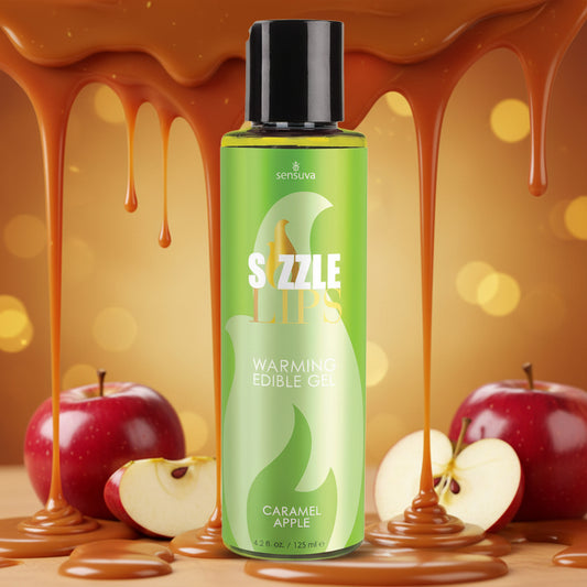 Sensuva Sizzle Lips Caramel Apple Edible Warming Gel 4.2 oz