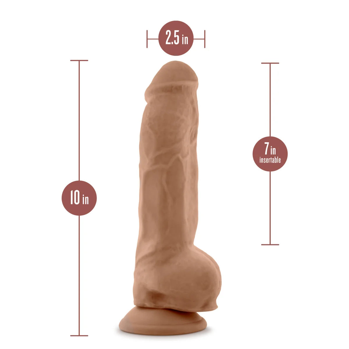 Au Naturel Big Boy 10" Dual Density Dildo with Suction Cup – Mocha