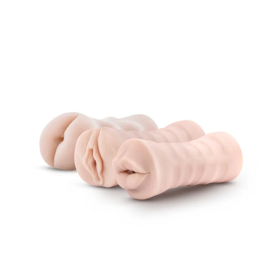 M For Men Soft & Wet 3-Pack Self-Lubricating Vibrating Strokers – Vanilla