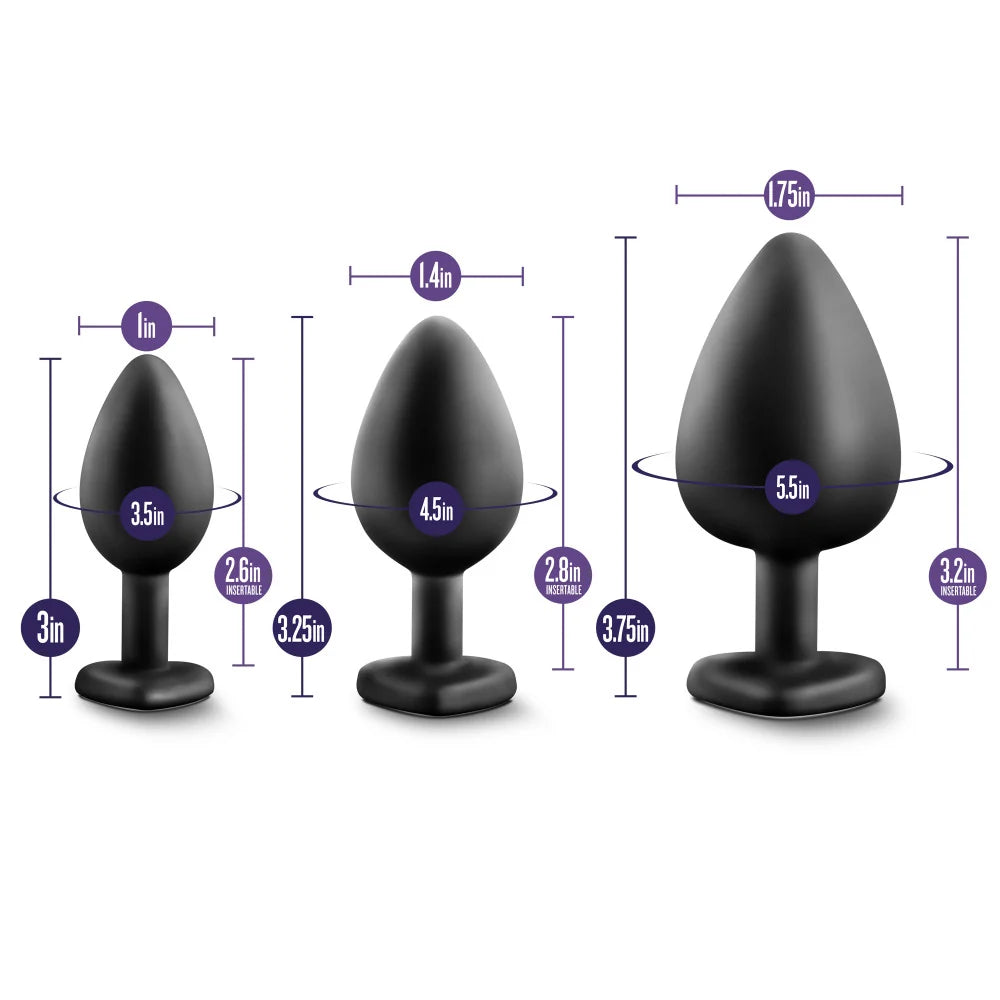 Luxe Bling Anal Training Kit with White Gems – Black