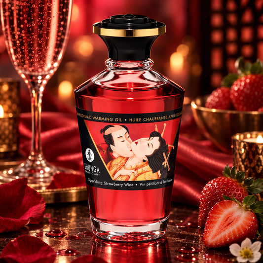 Shunga Aphrodisiac Warming Oil - Sparkling Strawberry Wine 3.5 oz