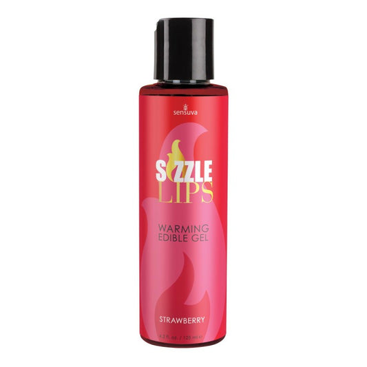 Sensuva Sizzle Lips Strawberry Edible Warming Gel 4.2 oz