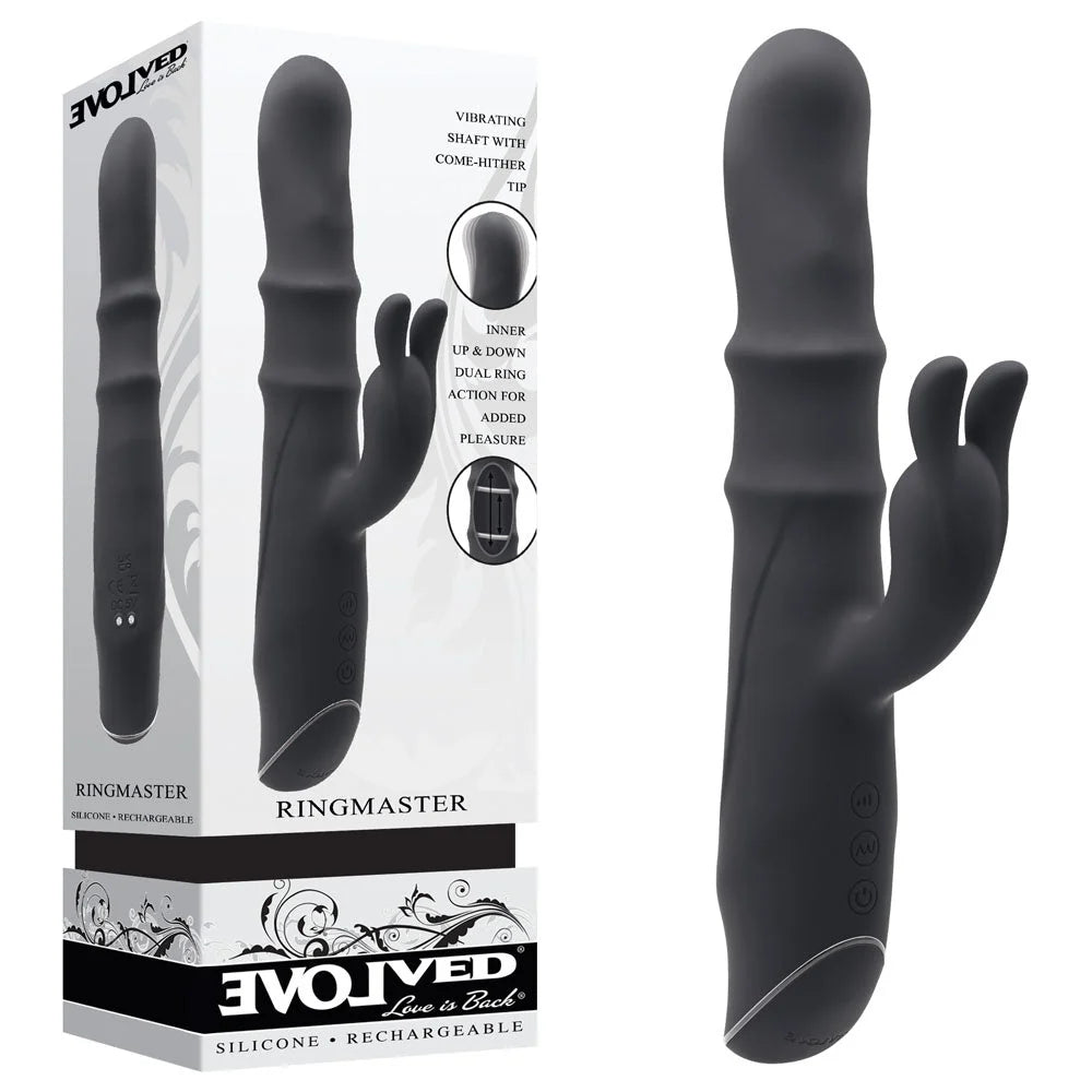 Evolved Novelties Ringmaster 9.12" Ringed Rabbit Vibrator