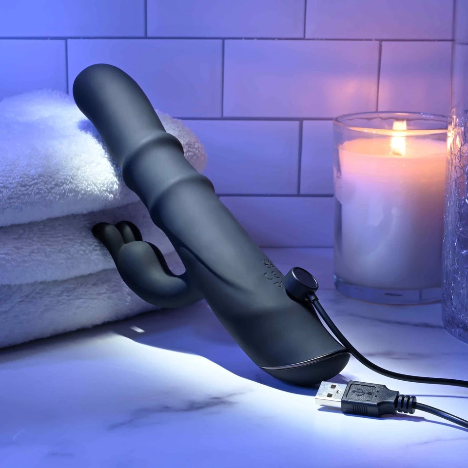 Evolved Novelties Ringmaster 9.12" Ringed Rabbit Vibrator