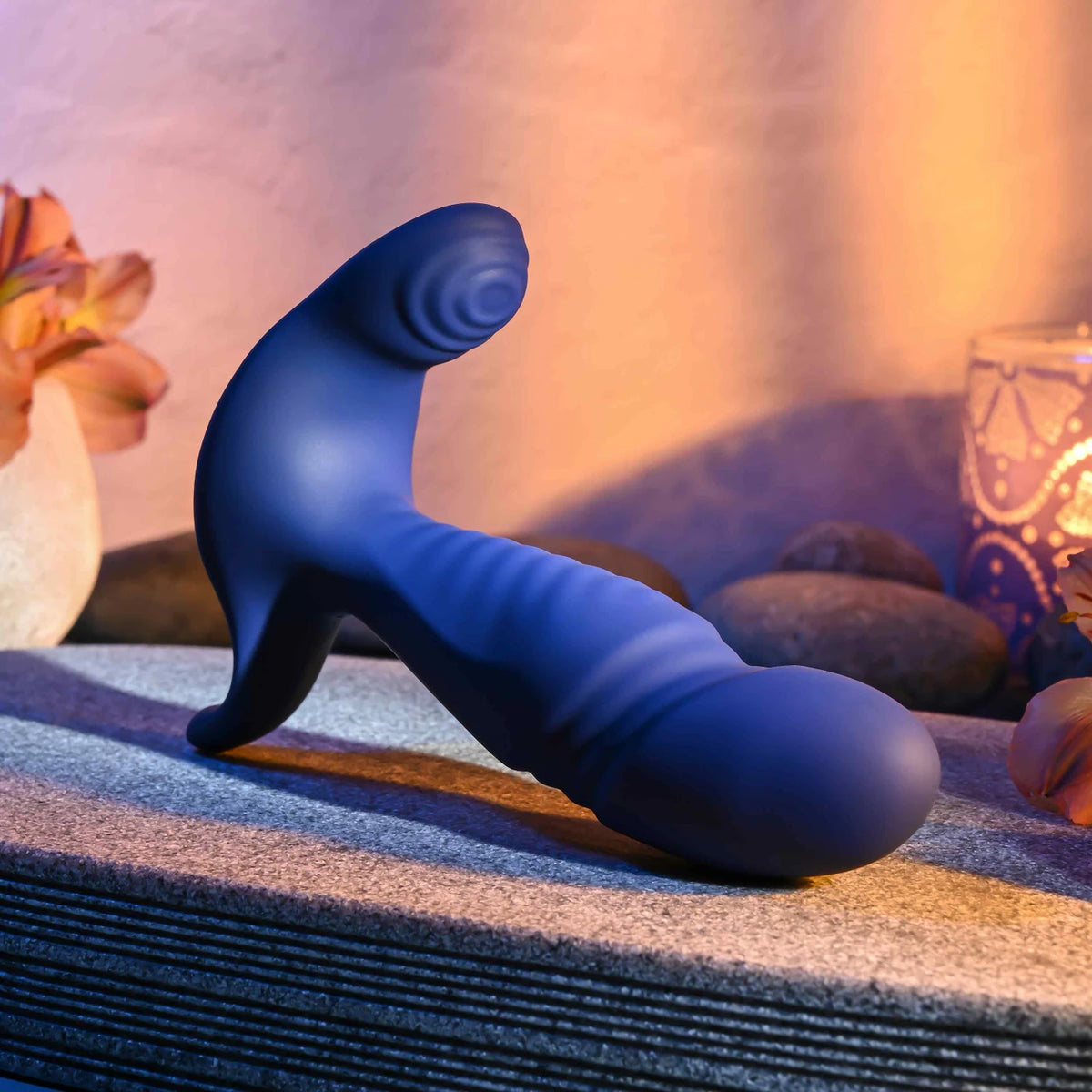 Gender X True Blue Thrusting & Vibrating T-Shape Toy – Blue