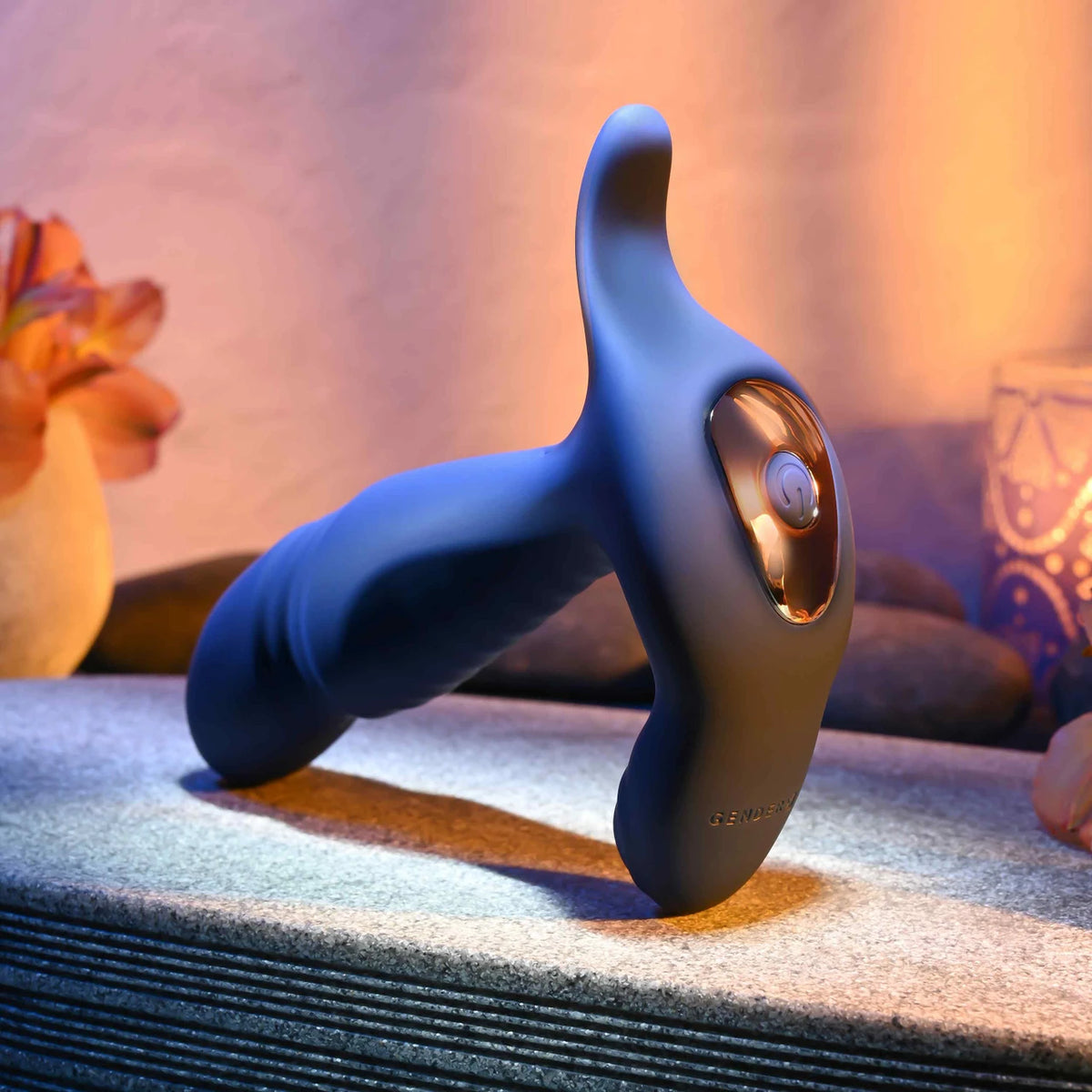 Gender X True Blue Thrusting & Vibrating T-Shape Toy – Blue
