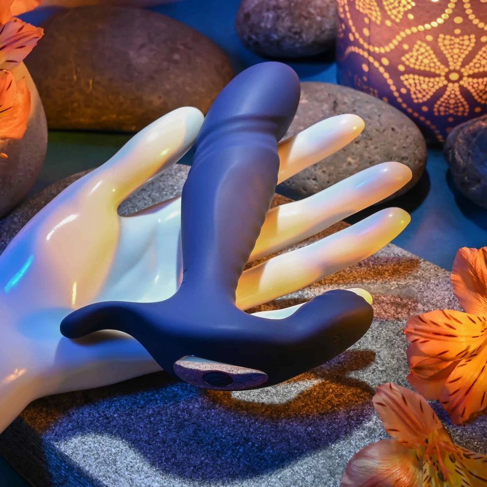 Gender X True Blue Thrusting & Vibrating T-Shape Toy – Blue