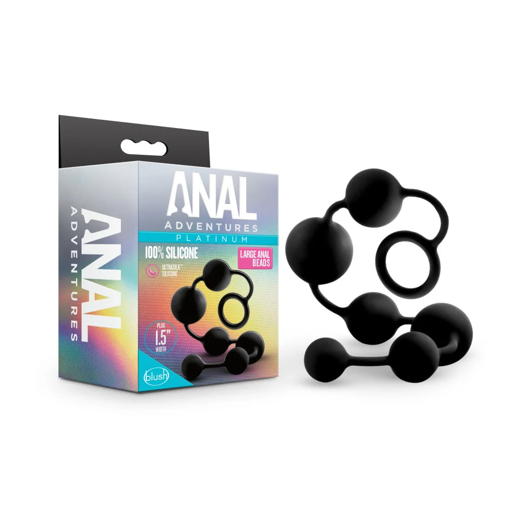 Anal Adventures Platinum 16" Silicone Anal Beads – Black