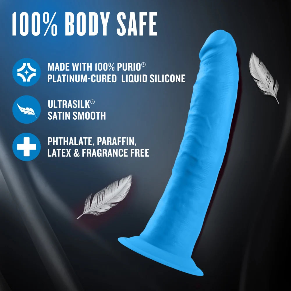 Neo Elite 7.5" Sensa Feel Dual Density Silicone Dildo – Neon Blue