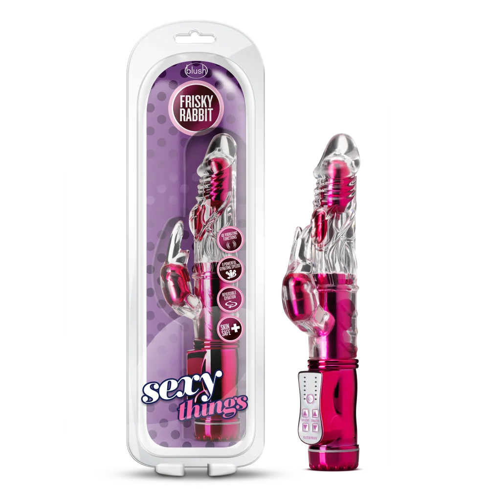 Sexy Things Frisky Rabbit 9" Gyrating Rabbit Vibrator – Pink