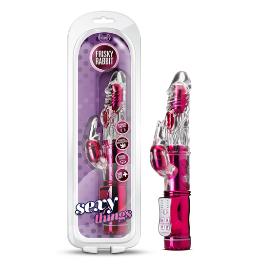 Sexy Things Frisky Rabbit 9" Gyrating Rabbit Vibrator – Pink