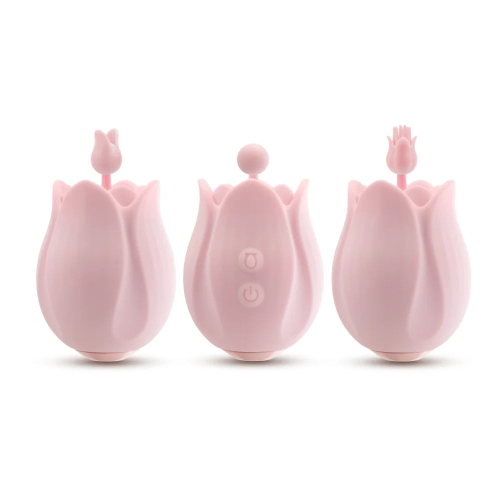 Play With Me Romantic Rose Vibrator with 3 Rosebud Attachments – Pink