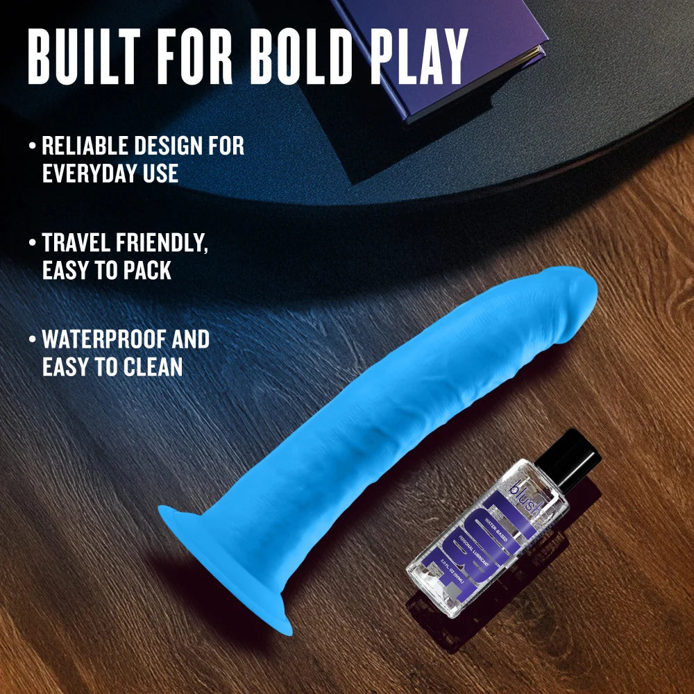 Neo Elite 7.5" Sensa Feel Dual Density Silicone Dildo – Neon Blue