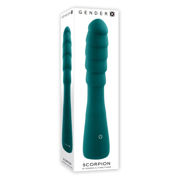 Gender X Scorpion 8.35" Ribbed Flexible Vibrator – Teal