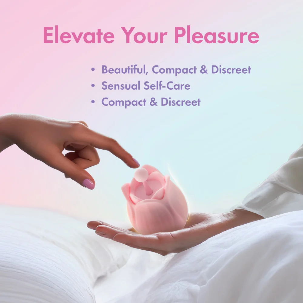 Play With Me Romantic Rose Vibrator with 3 Rosebud Attachments – Pink