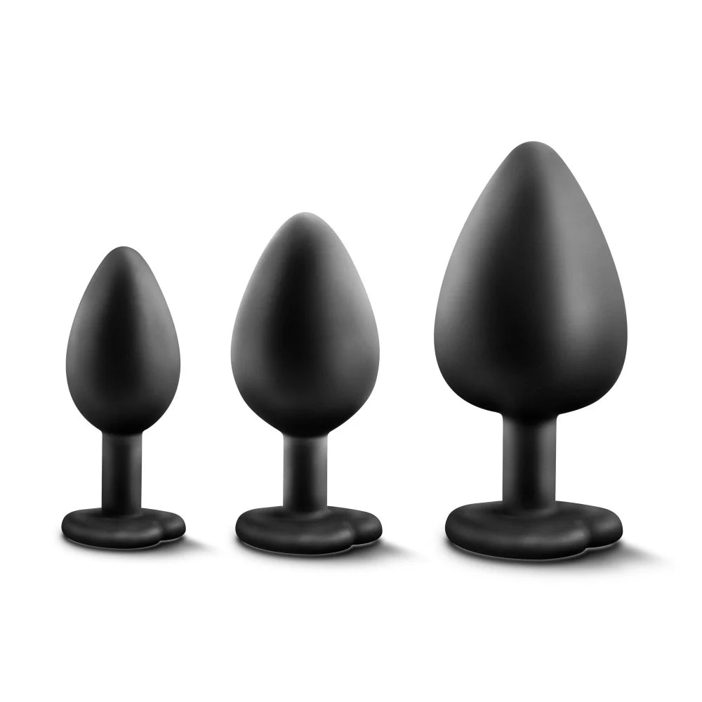 Luxe Bling Anal Training Kit with White Gems – Black