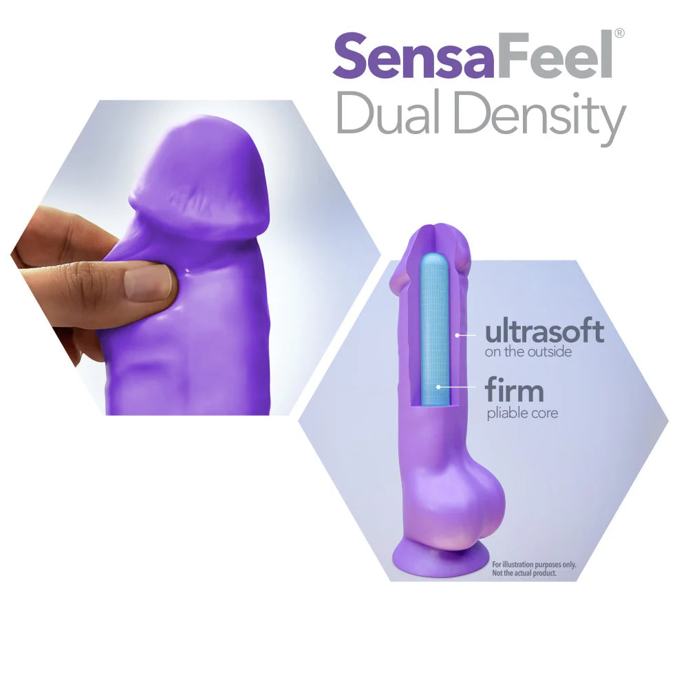 Neo 8" Sensa Feel Dual Density Dildo with Suction Cup – Neon Purple