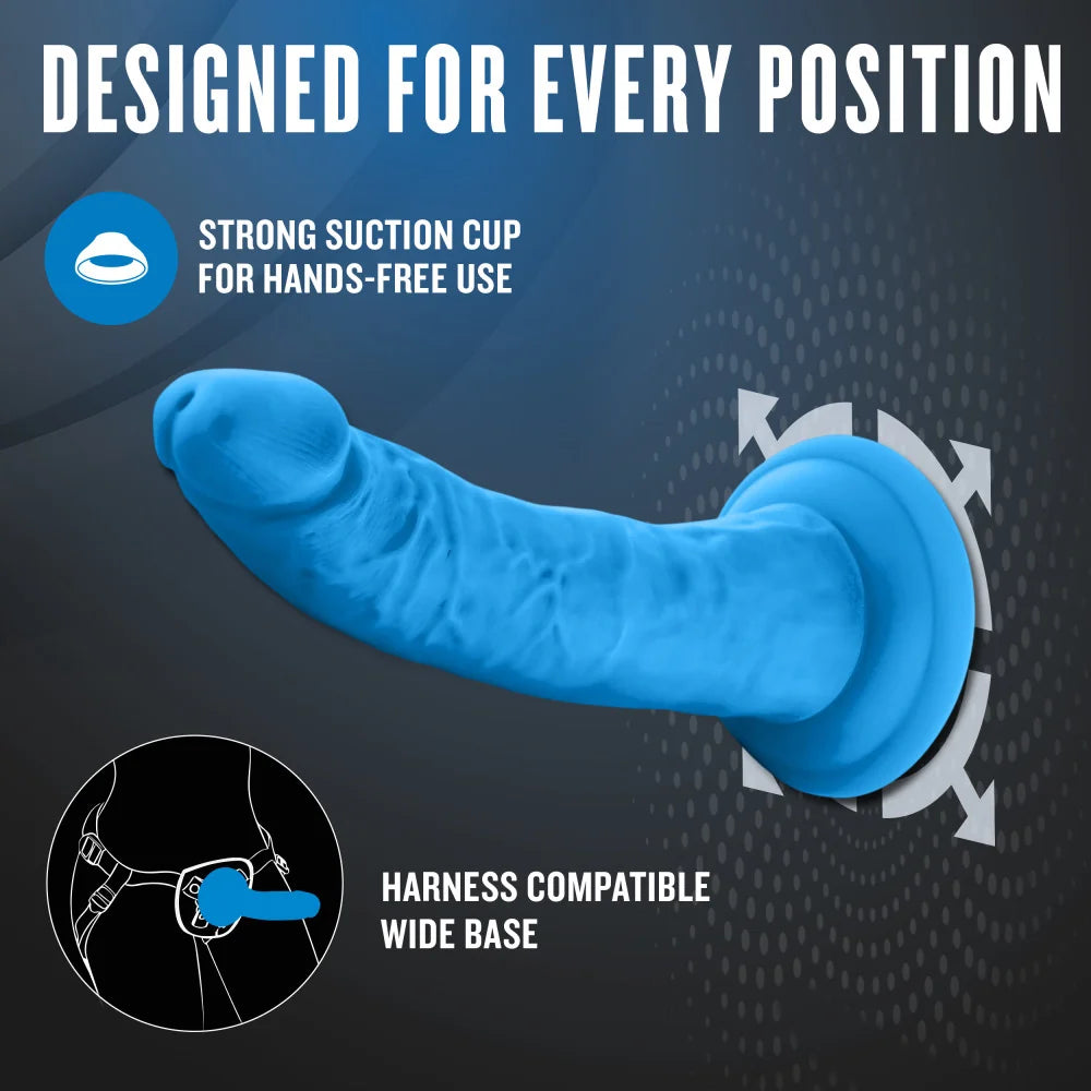 Neo Elite 7.5" Sensa Feel Dual Density Silicone Dildo – Neon Blue