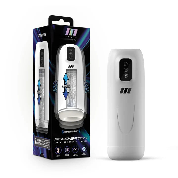 M For Men Robo-Bator Automatic Vibrating & Stroking Masturbator – White