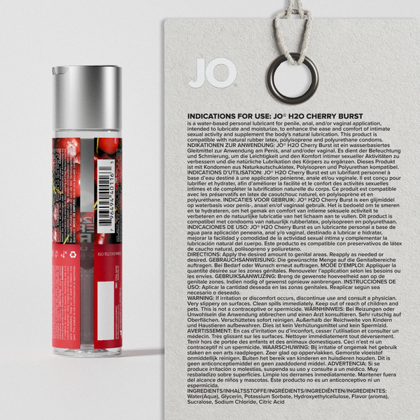 System JO H2O Cherry Burst Flavored Lubricant 4 oz