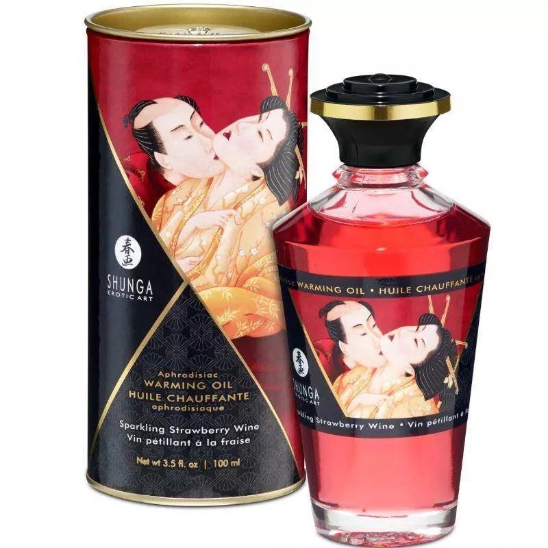 Shunga Aphrodisiac Warming Oil - Sparkling Strawberry Wine 3.5 oz