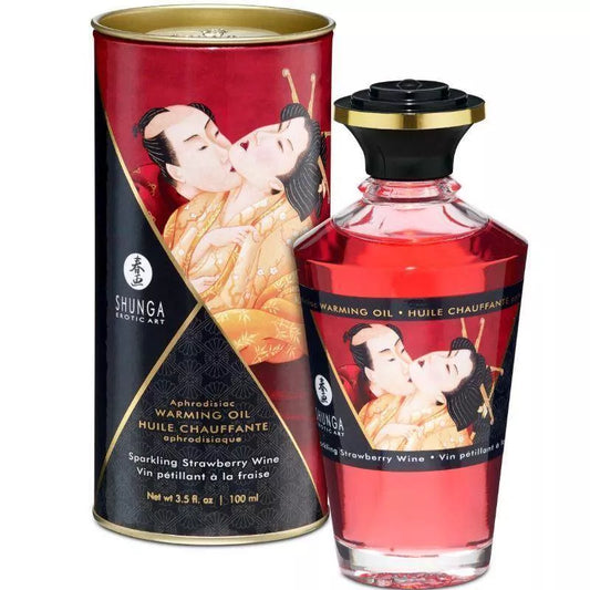 Shunga Aphrodisiac Warming Oil - Sparkling Strawberry Wine 3.5 oz