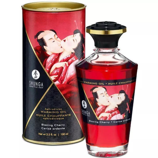 Shunga Aphrodisiac Warming Oil - Blazing Cherry 3.5 oz