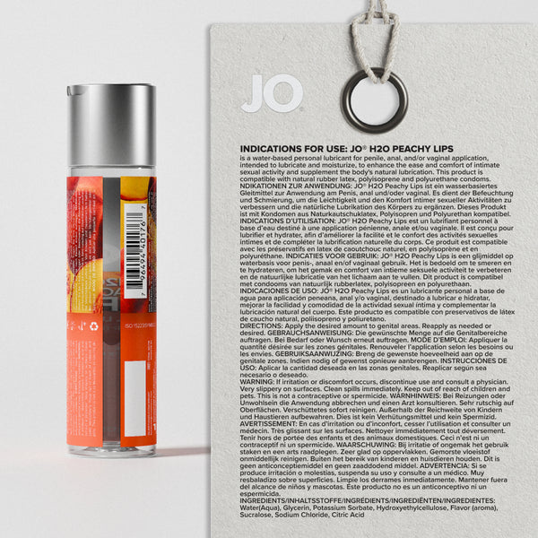 System JO H2O Peachy Lips Flavored Lubricant 4 oz