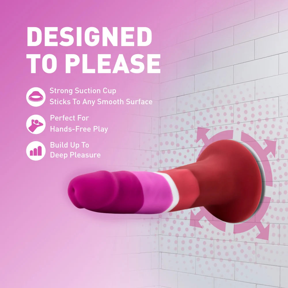Avant Pride Beauty P3 5.5" Silicone Dildo with Suction Cup – Multi-Color