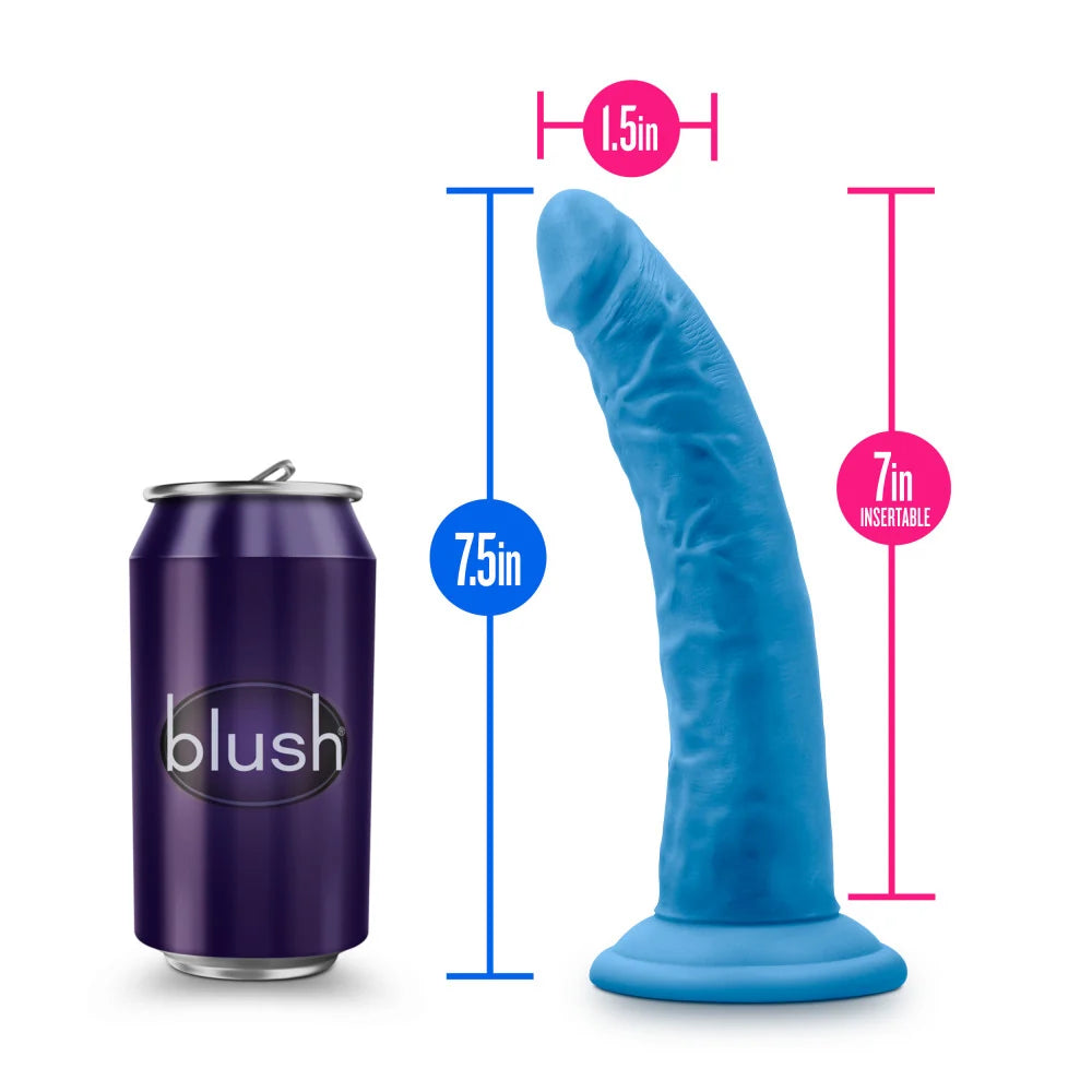 Neo Elite 7.5" Sensa Feel Dual Density Silicone Dildo – Neon Blue
