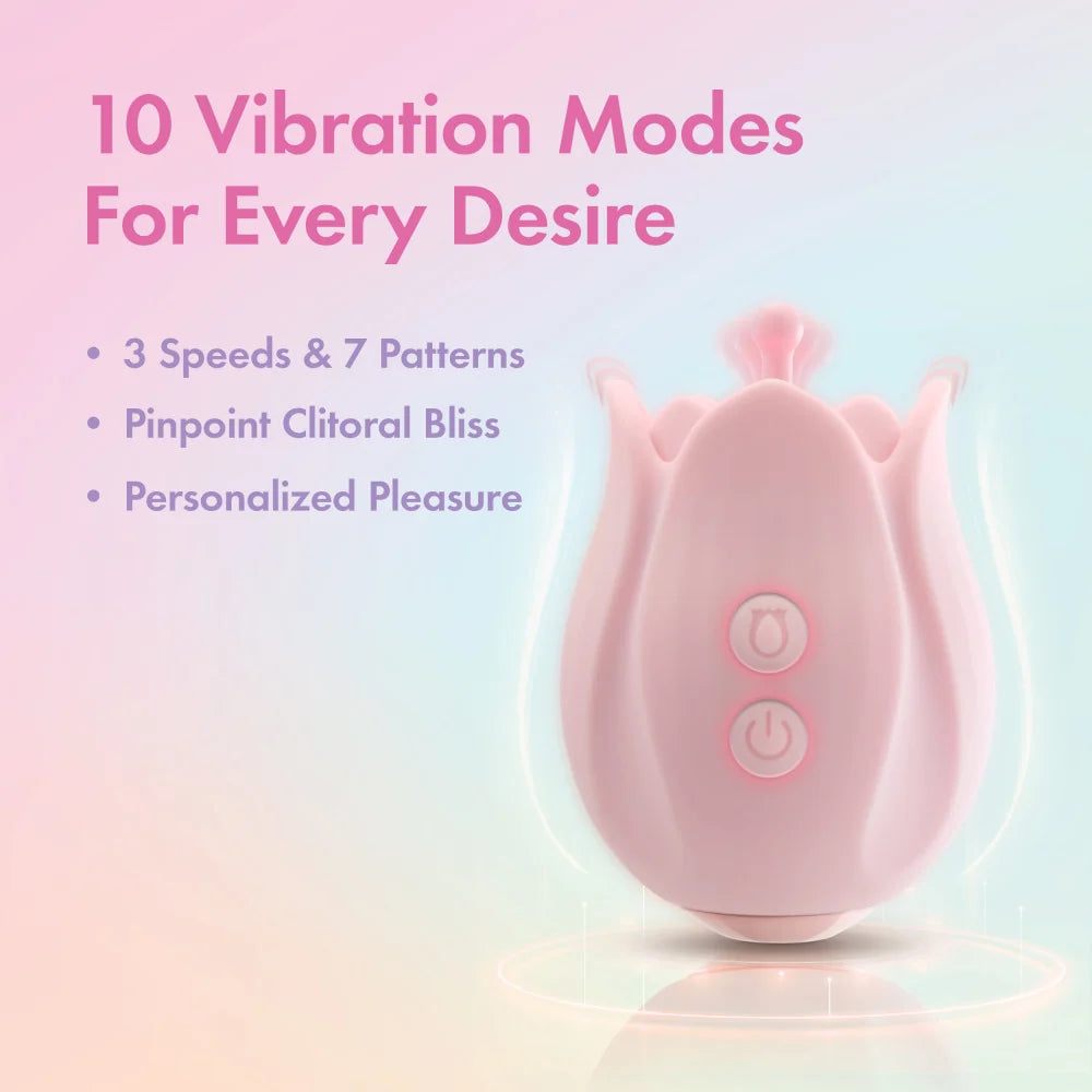 Play With Me Romantic Rose Vibrator with 3 Rosebud Attachments – Pink