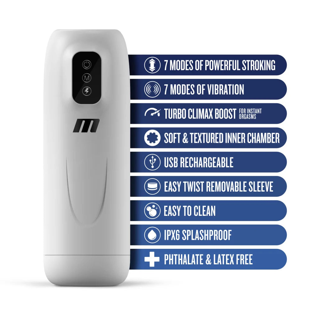 M For Men Robo-Bator Automatic Vibrating & Stroking Masturbator – White
