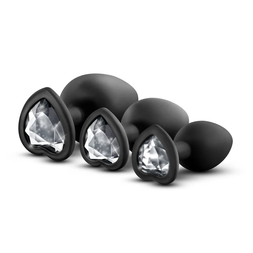 Luxe Bling Anal Training Kit with White Gems – Black