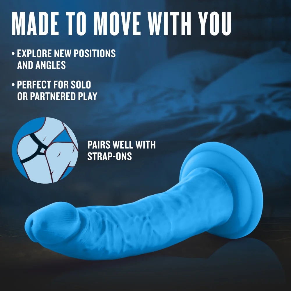 Neo Elite 7.5" Sensa Feel Dual Density Silicone Dildo – Neon Blue