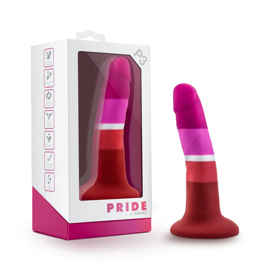 Avant Pride Beauty P3 5.5" Silicone Dildo with Suction Cup – Multi-Color