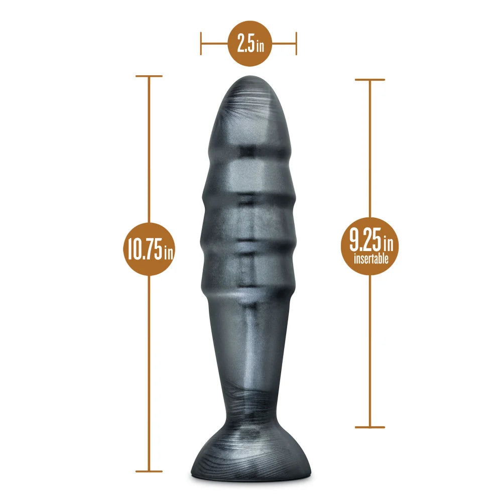 Jet Destructor 10.75" Pro Anal Plug with Suction Cup – Carbon Metallic Black